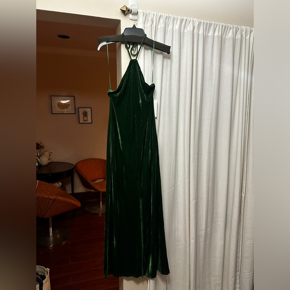 Reformation green velvet dress